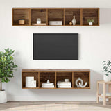 TV Cabinet Set Wall-mounted 4 pcs Old Wood Engineered Wood 3393420