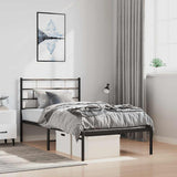 Metal Bed Frame without Mattress with Headboard Black 100x190cm 355653
