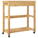 ZNTS Kitchen Trolley MONZA 84x40x90 cm Solid Wood Pine 376100