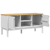 TV Cabinet "FLORO" White 114x43x55 cm Solid Wood Pine 374015