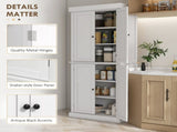 Freestanding Kitchen Cupboard with 4 Doors, Storage Cabinet with 6-Tier Shelving and 4 Adjustable T3398P378042