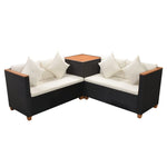 4 Piece Garden Lounge Set with Cushions Poly Rattan Black 43007