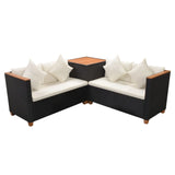 4 Piece Garden Lounge Set with Cushions Poly Rattan Black 43007