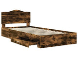 Bed Frame with Headboard Smoked Oak 90 x 200 cm Engineered Wood 3413652