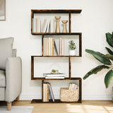 Room Divider Bookcase 4-Tier Smoked Oak 70x24x129 cm Engineered Wood 858106