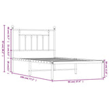 Metal Bed Frame without Mattress with Headboard Black 90x190cm 353529