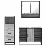 ZNTS 3 Piece Bathroom Furniture Set Grey Sonoma Engineered Wood 3301063