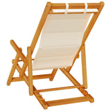 ZNTS Folding Beach Chair with Armrests Cream Acacia Wood & Textilene 4108067