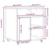 Printer Stand with Wheels Smoked Oak 60x50x67 cm 840629