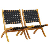 Folding Garden Chairs 2 pcs Black Solid Wood Acacia and Fabric 366510