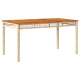 Garden Table Beige 140x80x75 cm Poly Rattan Acacia Wood 366278