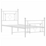 Metal Bed Frame without Mattress with Footboard White 80x200cm 374397