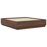 Bed Frame with Headboard Brown Oak 200 x 200 cm Engineered Wood 3408046