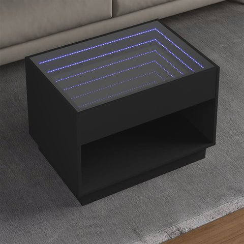 ZNTS Coffee Table with Infinity LED Black 70x50x50 cm 847659