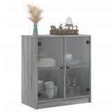 Side Cabinet with Glass Doors Grey Sonoma 68x37x75.5 cm 836425