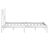 Bed Frame White Solid pinewood 160x200 cm Decorative Inlays 3101034