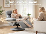 Upholstered Reclining Armchair, Manual Recliner Chair with Footrest and Adjustable Backrest, Grey T3398P548742