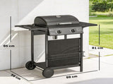 Gas Burner Barbecue Grill, 2 Burner Gas Grill with Side Tables, Warming Rack, Shelf, Thermometer, T3398P553473