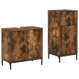 Bathroom Furniture Set with Drawer with Shelf 2 pcs Smoked Oak 3393098