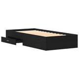 Bed Frame with Drawer Black Oak 90 x 200 cm Engineered Wood 3333989
