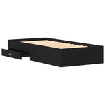 Bed Frame with Drawers Black oak 90 x 200 cm Engineered wood 3333989