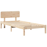 Bed Frame with Headboard Natural 80 x 200 cm Solid Pine Wood 872125