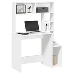 ZNTS Desk with Shelves White 100x45x140 cm Engineered Wood 860436