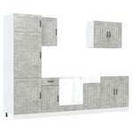 ZNTS 7 Piece Kitchen Cabinet Set Kalmar Concrete Grey Engineered Wood 3314775