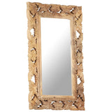 Hand Carved Mirror Brown 80x50 cm Solid Mango Wood 321639