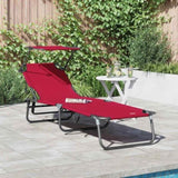 Folding Sun Lounger Folding Red 190 x 57 x 81 cm Oxford 42003130