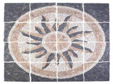 Mosaic Tiles Sun Pattern Multicolour 120 x 120 cm Marble 42033517