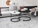 (WF307775BAA) Round Coffee Table, Modern Coffee Table Set of 2 Marble Pattern Top with Metal Frame, N605P245784A