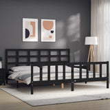 Bed Frame without Mattress Black 200x200 cm Solid Wood Pine 3192125