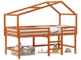 Loft Bed Frame Wax Brown 90 x 190 cm Solid Pine Wood 3422747
