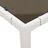 Garden Table with Glass Top White 190x90x75 cm Poly Rattan 368129