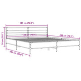 Bed Frame without Mattress Grey Sonoma 180x200 cm Super King 3280060
