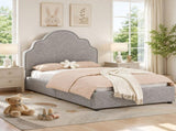 Scalloped Upholstered Kids Bed Frame 3FT Single - Princess Style Bed with Curved N606P480970G