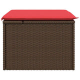 Garden Stool with Cushion Brown 55 x 55 x 37 cm Poly Rattan 366231