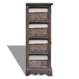 Wooden Storage Rack 4 Weaving Baskets Brown 240800
