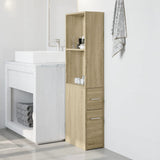 Narrow Bathroom Cupboard with Wheels Sonoma Oak Engineered Wood 855297