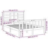 Bed Frame without Mattress White Solid Wood 140x190 cm 3105906