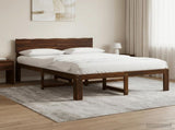 Double Bed Frame with Headboard ROSTOCK Dark Brown 140 x 190 cm 903365