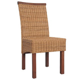 Dining Chairs 2 pcs Brown Natural Rattan 243235
