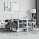 Bed Frame White Powder-Coated Steel 120x190 cm Bed Frame 352642