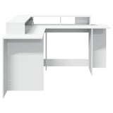 ZNTS Desk with LED Lights White 152x152x91 cm Engineered Wood 3309456