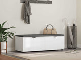Hall Bench White 100 x 38 x 46 cm Engineered Wood and Fabric 891488