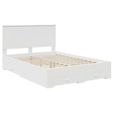 Bed Frame with Headboard White 135 x 190 cm Engineered Wood 3411314