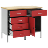 Work Cabinet with Drawer 2 pcs Red and Grey 100 x 55 x 85 cm 3321365