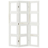 Room Divider 3 Panels White Solid Wood Paulownia 358685