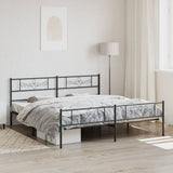 Metal Bed Frame without Mattress with Footboard Black 180x200cm 355289